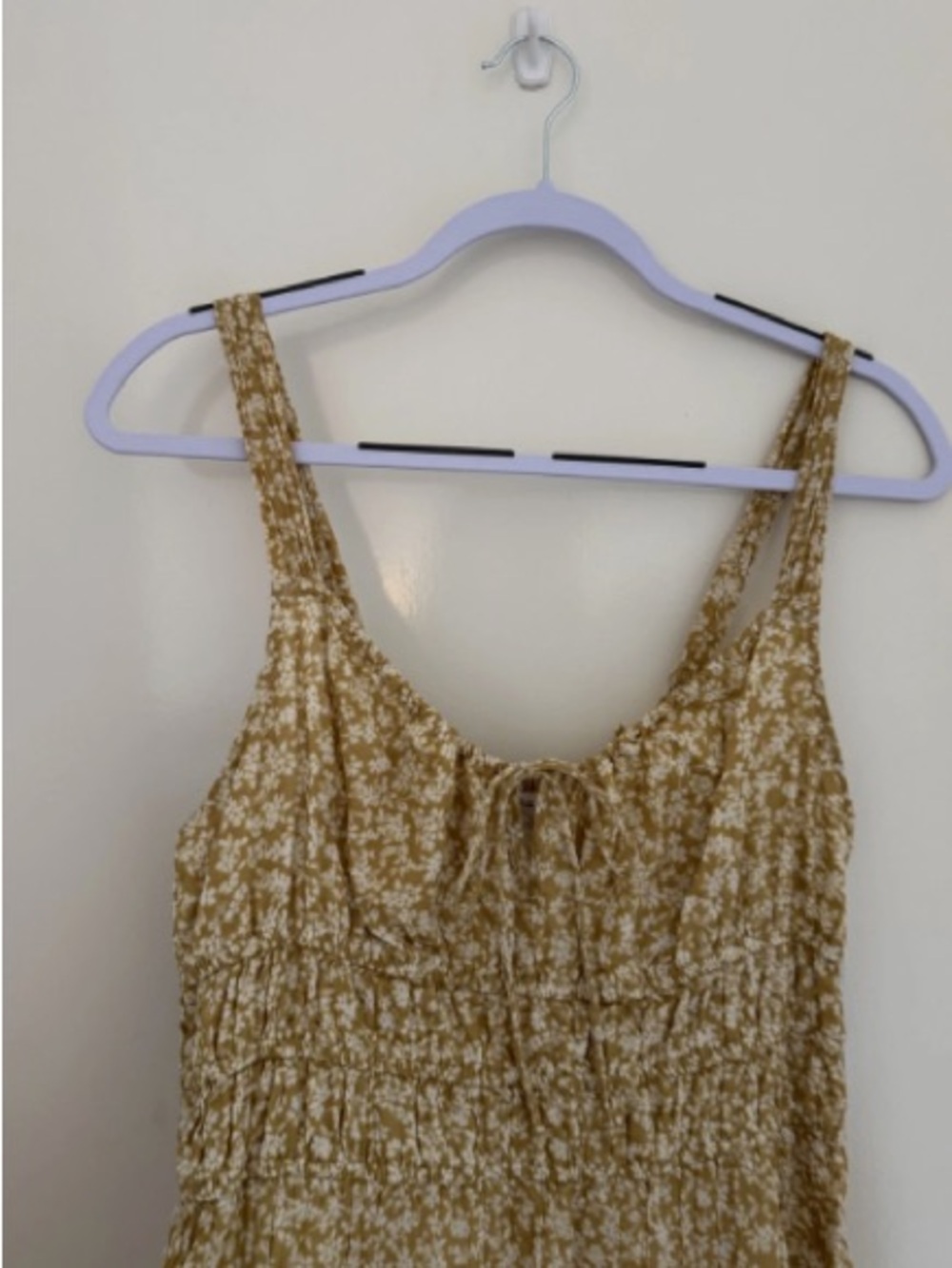 Women's Floral Smocked Tank Top in Mustard